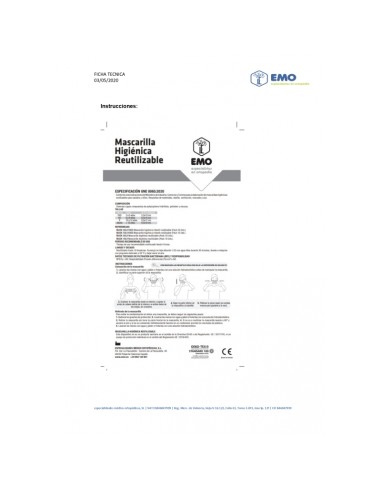 Mascarillas higiénicas adulto | Reutilizables | Con tiras elásticas | Pack de 10 uds