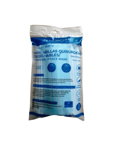 25 Mascarillas Quirúrgicas IIR | Bolsa autocierre y precinto, Bolsa de 25ud | 3 capas | Desechables