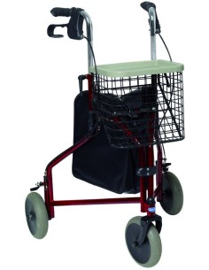 Andador de 3 ruedas con bolsa y cesta | Rollator plegable Delta 2