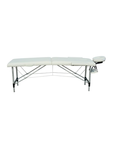Camilla fisioterapia plegable | Reposacabezas | Portátil | Aluminio |186x60 cm | Crema | Light