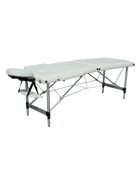 Camilla fisioterapia plegable | Reposacabezas | Portátil | Aluminio |186x60 cm | Crema | Light