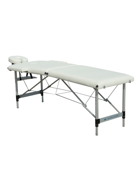 Camilla fisioterapia plegable | Reposacabezas | Portátil | Aluminio |186x60 cm | Crema | Light