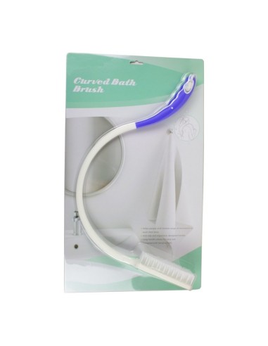 Cepillo curvo para espalda | Blanco y azul | Plástico