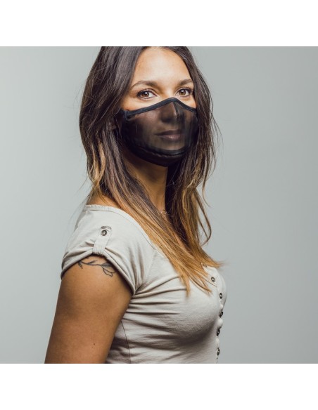 Mascarilla higiénica semitransparente BioVest Emotion | Negra o blanca | + de 50 lavados