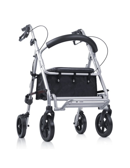 Andador con asiento, respaldo, cesta y reposapies | Frenos en maneta | A41009F