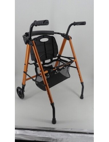 Andador plegable con 2 ruedas, asiento, respaldo y cesta Neo Classic | Blanco o naranja