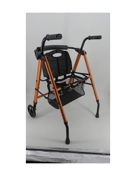 Andador plegable con 2 ruedas, asiento, respaldo y cesta Neo Classic | Blanco o naranja