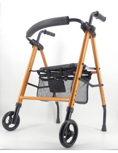 Andador plegable con 2 ruedas, asiento, respaldo y cesta Neo Classic | Blanco o naranja