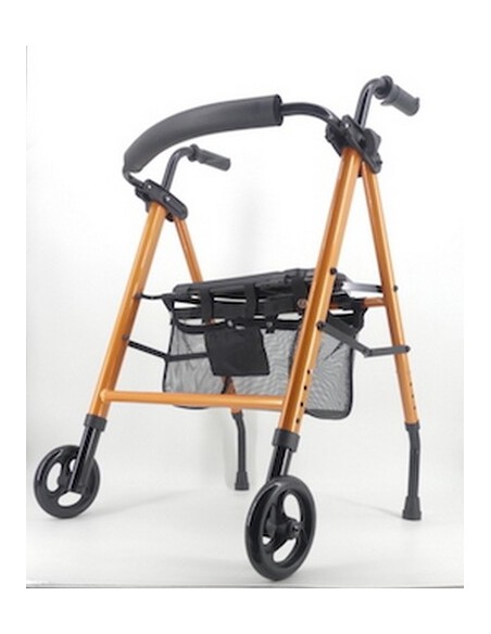 Andador plegable con 2 ruedas, asiento, respaldo y cesta Neo Classic | Blanco o naranja