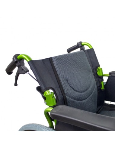 Silla de ruedas plegable de aluminio con respaldo partido | Reposabrazos abatibles | Verde | Modelo Bolonia