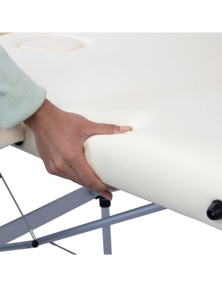 Camilla fisioterapia plegable | Reposacabezas | Portátil | Aluminio |186x60 cm | Crema | Light