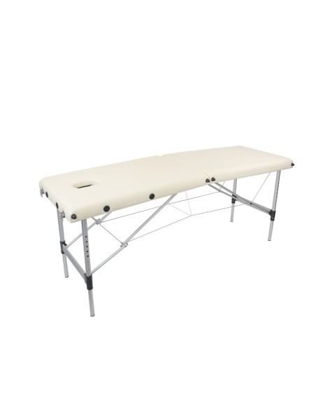 Camilla fisioterapia plegable | Reposacabezas | Portátil | Aluminio |186x60 cm | Crema | Light