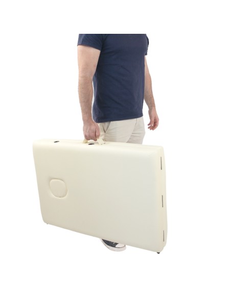 Camilla fisioterapia plegable | Reposacabezas | Portátil | Aluminio |186x60 cm | Crema | Light