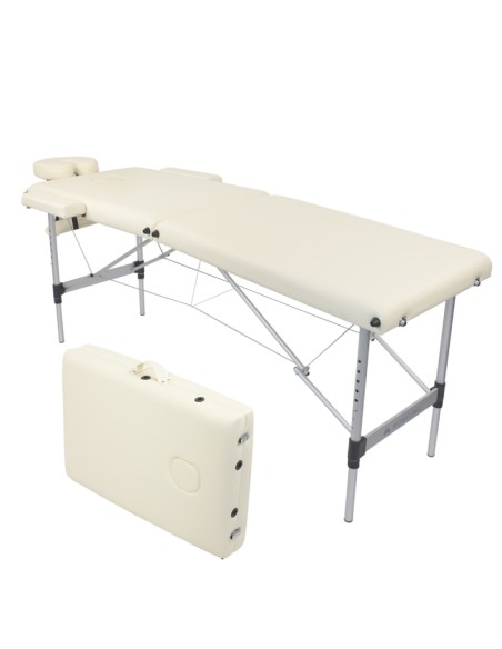 Camilla fisioterapia plegable | Reposacabezas | Portátil | Aluminio |186x60 cm | Crema | Light