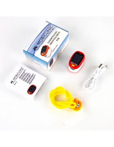 Pulsioxímetro para niños | Onda pletismográfica | Pantalla OLED | Diseño con forma de pájaro | Seguro y fiable | Mobiclinic
