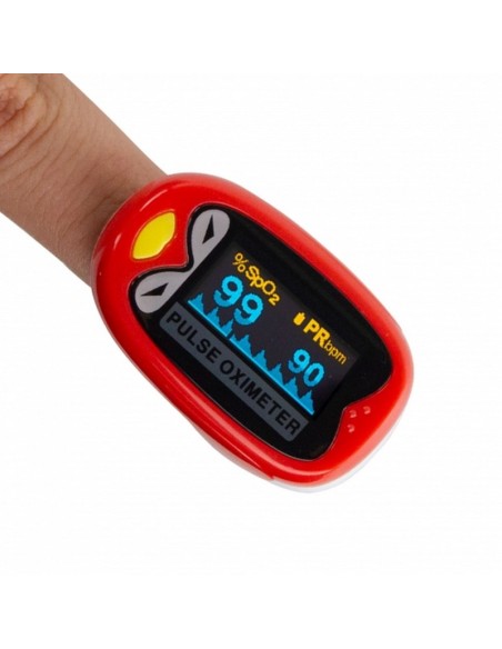 Pulsioxímetro para niños | Onda pletismográfica | Pantalla OLED | Diseño con forma de pájaro | Seguro y fiable | Mobiclinic