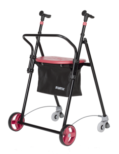 Andador plegable y regulable con asiento, respaldo y cesta de tela AIR-ON Plus 2