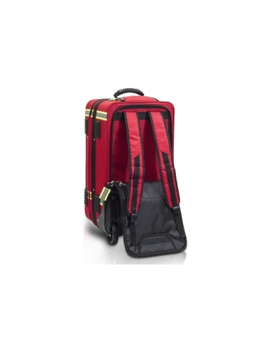 Maletín vertical de emergencias con trolley rojo | Elite Bags