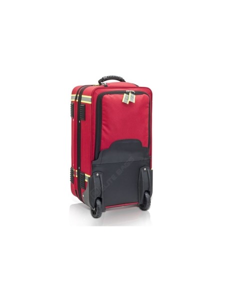 Maletín vertical de emergencias con trolley rojo | Elite Bags