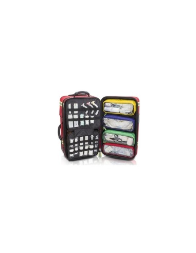 Maletín vertical de emergencias con trolley rojo | Elite Bags