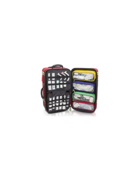 Maletín vertical de emergencias con trolley rojo | Elite Bags