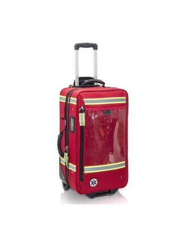 Maletín vertical de emergencias con trolley rojo | Elite Bags