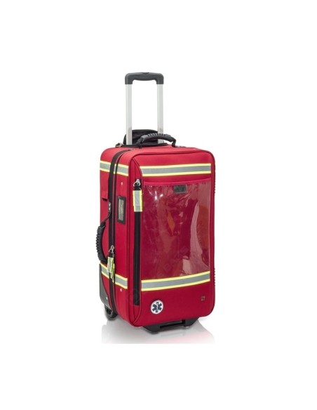 Maletín vertical de emergencias con trolley rojo | Elite Bags